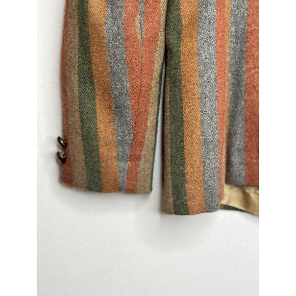 Vintage Coatree Wool Blazer Size Missing Herringbone Stripe Green Gray Brown - Picture 11 of 16